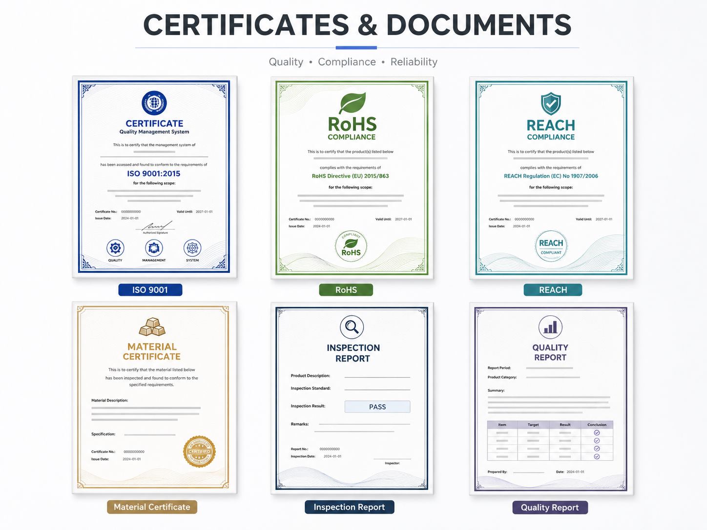 Quality certificates